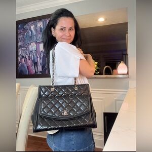 Chanel Black CC Pocket Tote Bag in Lambskin